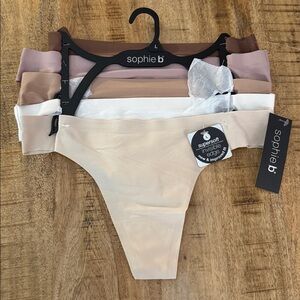 Sophie B Multicolor nude brown thongs Panty super soft set of 5 NWT large